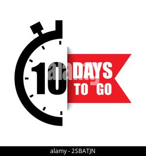 Symbol für Countdown-Timer. Nummer zehn hervorheben. Text für 10 Tage. Form der Vektorstoppuhr. Stock Vektor