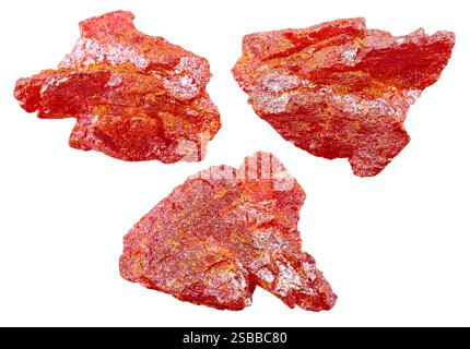 Set aus verschiedenen Proben von Rohmineralien, isoliert auf weißem Hintergrund Stockfoto