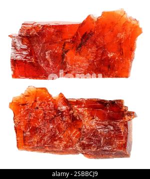 Satz verschiedener Proben roher Villiaumitmineralien, isoliert auf weißem Hintergrund Stockfoto