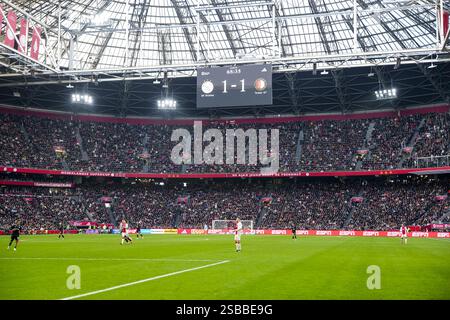Amsterdam, Niederlande. Februar 2025. Amsterdam - das Ergebnis in der 21. Runde der Eredivisie-Saison 2024/2025. Das Spiel findet am 2. Februar 2025 in der Johan Cruijff Arena in Amsterdam statt. Credit: Box to Box Pictures/Alamy Live News Stockfoto