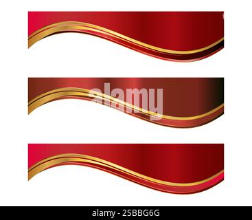 Vorlagensatz Für Briefkopf-Header-Trennblätter In Rot Gold Stock Vektor