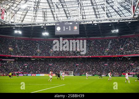 Amsterdam, Niederlande. Februar 2025. Amsterdam - das Ergebnis in der 21. Runde der Eredivisie-Saison 2024/2025. Das Spiel findet am 2. Februar 2025 in der Johan Cruijff Arena in Amsterdam statt. Credit: Box to Box Pictures/Alamy Live News Stockfoto