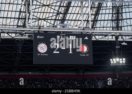 Amsterdam, Niederlande. Februar 2025. Amsterdam - das Ergebnis in der 21. Runde der Eredivisie-Saison 2024/2025. Das Spiel findet am 2. Februar 2025 in der Johan Cruijff Arena in Amsterdam statt. Credit: Box to Box Pictures/Alamy Live News Stockfoto