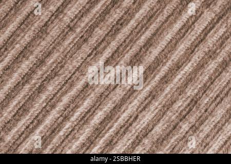 Ridge-Makrotextur aus Velours-Cordbraunem Tuch. Große gerippte, diagonale grobe Websamtgewebe, gestreifte Polsterung Textur Stoff Hintergrund, Fell Stockfoto