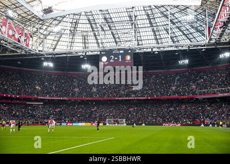 Amsterdam, Niederlande. Februar 2025. Amsterdam - das Ergebnis in der 21. Runde der Eredivisie-Saison 2024/2025. Das Spiel findet am 2. Februar 2025 in der Johan Cruijff Arena in Amsterdam statt. Credit: Box to Box Pictures/Alamy Live News Stockfoto