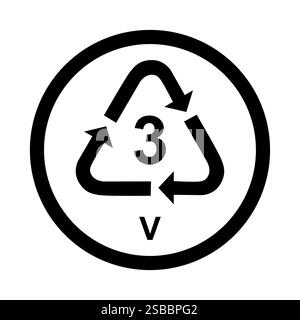 Kunststoff-Symbol, Ökologie Recycling-Zeichen isoliert auf weißem Hintergrund. Symbol für Verpackungsabfall . Stock Vektor