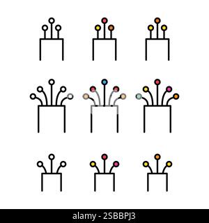Satz optisches Kabelsymbol, Technologie-Informations-Web-Netzwerk, digitale Vektor-Illustration. Stock Vektor