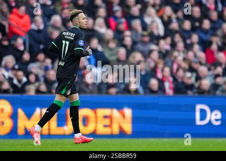 Amsterdam, Niederlande. Februar 2025. AMSTERDAM, NIEDERLANDE - 2. FEBRUAR: Quilindschy Hartman aus Feyenoord, der während des niederländischen Eredivisie-Spiels zwischen AFC Ajax und Feyenoord in der Johan Cruijff Arena am 2. Februar 2025 in Amsterdam, Niederlande, ausgetragen wurde. (Foto von Rene Nijhuis/Orange Pictures) Credit: Orange Pics BV/Alamy Live News Stockfoto