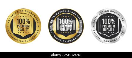 Zufriedenheitsgarantie 100 % Qualitätsabzeichen, Design des Vertrauensabzeichens Stock Vektor