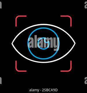 Symbol für Eye Scan Vektor auf dunklem Hintergrund. Symbol für Netzhautprüfung. Sicherheitsschild. Diagrammsymbol für Ihr Website-Design, Logo, App, UI Stock Vektor