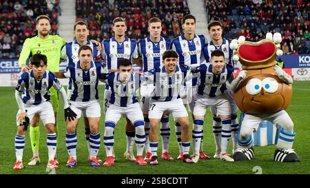 Pamplona, Spanien. Januar 2025. Sport. Fußball/Fußball. Das Fußballspiel der La Liga EA Sports zwischen CA Osasuna und Real Sociedad fand am 2. Februar 2025 im El Sadar-Stadion in Pamplona (Spanien) statt. Kredit: Inigo Alzugaray/Cordon Press Kredit: CORDON PRESS/Alamy Live News Stockfoto