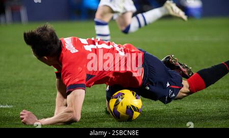 Pamplona, Spanien. Januar 2025. Sport. Fußball/Fußball. Ante Budimir (17. CA Osasuna) spielte am 2. Februar 2025 während des Fußballspiels La Liga EA Sports zwischen CA Osasuna und Real Sociedad im El Sadar Stadion in Pamplona (Spanien). Kredit: Inigo Alzugaray/Cordon Press Kredit: CORDON PRESS/Alamy Live News Stockfoto