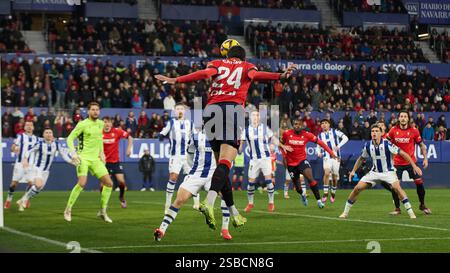 Pamplona, Spanien. Januar 2025. Sport. Fußball/Fußball. Das Fußballspiel der La Liga EA Sports zwischen CA Osasuna und Real Sociedad fand am 2. Februar 2025 im El Sadar-Stadion in Pamplona (Spanien) statt. Kredit: Inigo Alzugaray/Cordon Press Kredit: CORDON PRESS/Alamy Live News Stockfoto