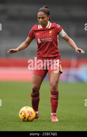 St Helens, Großbritannien. Februar 2025. Liverpool FC gegen Westham Utd FC Barclays Womens Super League Totally Wicked Stadium. St Helens ENGLAND - 2. Februar 2025 Taylor Hinds of Liverpool während des Spiels der Barclays Womens Super League zwischen Liverpool FC und West Ham Utd FC im Totally Wicked Stadium. Am 2. Februar 2025 in St. Helens.England Stockfoto