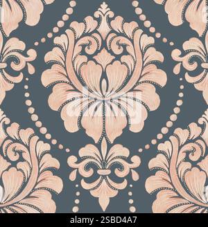 Nahtloses Damastmuster. Vektor klassischer Luxus altmodische Damastverzierung, königliche viktorianische nahtlose Textur für Tapeten, Textil Stock Vektor