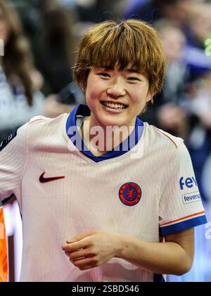 Birmingham, Großbritannien. Februar 2025. Birmingham, England, 2. Februar 2025: Maika Hamano (23 Chelsea) nach dem Barclays Womens Super League Spiel zwischen Aston Villa und Chelsea im Villa Park in Birmingham, England (Natalie Mincher/SPP) Credit: SPP Sport Press Photo. /Alamy Live News Stockfoto