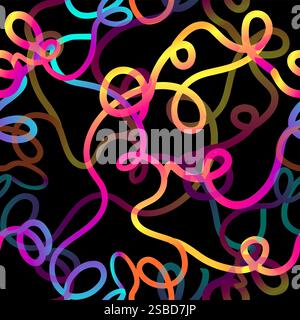 Nahtlose dunkle Hintergrundlinien wirbeln den Verlauf. Handzeichnung. Nicht AI, Vektorillustration Stock Vektor