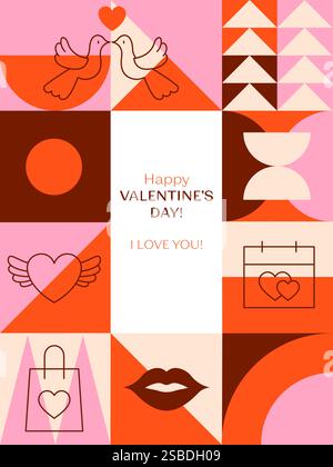 Happy Valentines Tag Grußkarte Stock Vektor