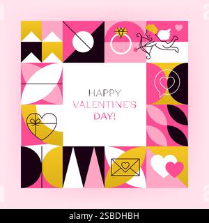 Happy Valentines Day Square Konzept Stock Vektor