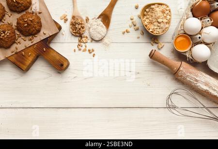 Backkurse oder Teigherstellung Hintergrund und Mockup Stockfoto