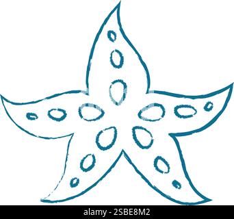 Seestern Silhouette Graphic Buntstift Style Stock Vektor