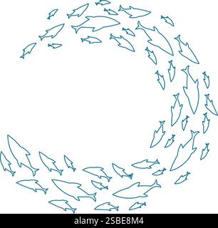 Muster Für Fischschule Umreißen Stock Vektor