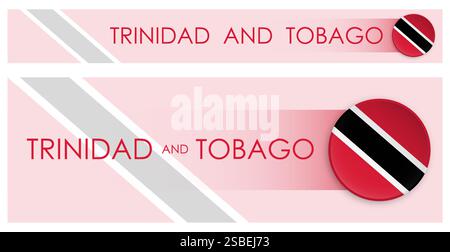 Trinidad und Tobago Flaggen horizontales Webbanner im modernen Neomorphismusstil. Webseite Trinidad Country Header-Taste für mobile Anwendung oder Internet Stock Vektor