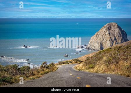 Der California State Highway Nr. 1 führt in den blauen Pazifik Stockfoto