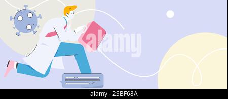 Der Arzt untersucht die handgezeichnete Abbildung des Flachvektorkonzepts des Patienten Stock Vektor