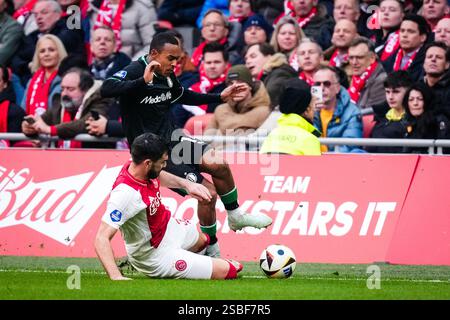 Amsterdam, Niederlande. Februar 2025. Amsterdam - in der 21. Runde der Eredivisie-Saison 2024/2025. Das Spiel findet am 2. Februar 2025 in der Johan Cruijff Arena in Amsterdam statt. Credit: Box to Box Pictures/Alamy Live News Stockfoto