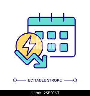 RGB-Farbsymbol für Zeitplan für Stromreduzierung Stock Vektor