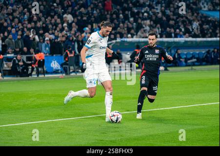 Marseille, Frankreich. Februar 2025. Adrien Rabiot von Marseille während des Fußballspiels der französischen Meisterschaft Ligue 1 zwischen Olympique de Marseille und Olympique Lyonnais am 2. Februar 2025 im Velodrome-Stadion in Marseille, Frankreich - Foto Nathan Barange/DPPI Credit: DPPI Media/Alamy Live News Stockfoto