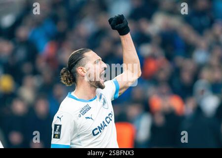 Adrien Rabiot von Marseille während des Fußballspiels der französischen Meisterschaft Ligue 1 zwischen Olympique de Marseille und Olympique Lyonnais am 2. Februar 2025 im Velodrome-Stadion in Marseille, Frankreich Stockfoto