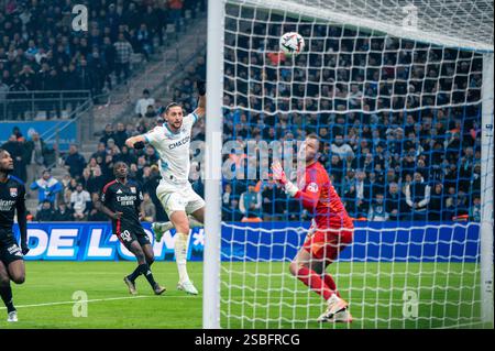 Adrien Rabiot von Marseille während des Fußballspiels der französischen Meisterschaft Ligue 1 zwischen Olympique de Marseille und Olympique Lyonnais am 2. Februar 2025 im Velodrome-Stadion in Marseille, Frankreich Stockfoto