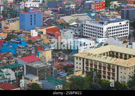 Blick aus nächster Nähe auf die Makati Stadtgegend in Manila Stockfoto