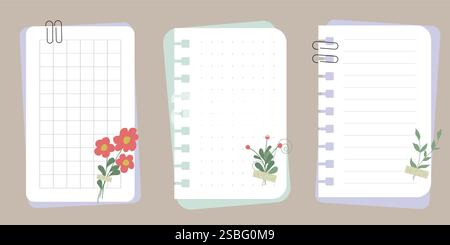 Vorlage für Aufzählungsnotizen. Wöchentliche, tägliche Hobelmaschine. Psychische Gesundheit Planer. Stock Vektor