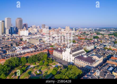 Blick aus der Vogelperspektive auf das French Quarter, New Orleans Stockfoto