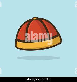Chinesischer Hut-Vektor, chinesisches Neujahrsbezogenes Symbol flaches Design Stock Vektor