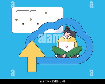 Business Collaboration Cloud Computing flache Vektorkonzepte Operation handgezeichnete Illustration Stock Vektor
