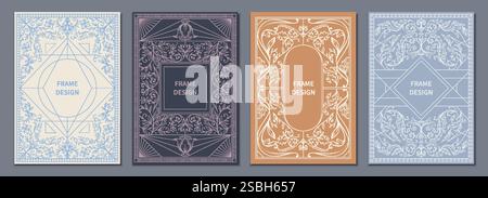 Blumenrahmen. Ornament-Muster für Cover, antike Borte oder alte Retro-Karte. Elegante, luxuriöse Briefschablone. Dekorative Einladung, natürliche Blumenpapiere Stock Vektor