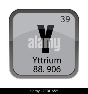 Symbol Y 39. Neununddreißig Elemente. Yttrium-Namenstext. 88,906 Atommasse. Stock Vektor