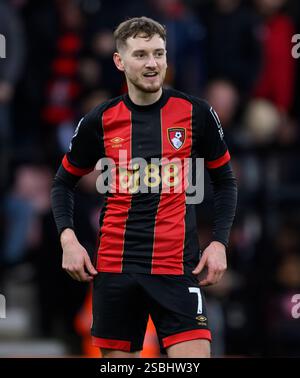 Bournemouth, Großbritannien. Februar 2025. Bournemouth Bournemouth, England, 1. Februar 2025: Bournemouth's David Brooks während des Premier League-Fußballspiels zwischen Bournemouth und Liverpool im Vitality Stadium in Bournemouth, England. (David Horton/SPP) (David Horton/SPP) Credit: SPP Sport Press Photo. /Alamy Live News Stockfoto