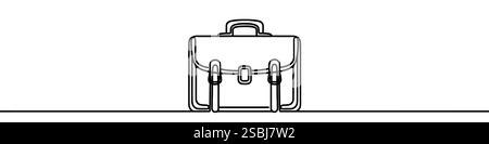 Minimalistische durchgehende Einzeilenzeichnung der Business-Tasche oder Aktentasche. Ideal für Geschäfts- und Finanzkonzepte Stock Vektor