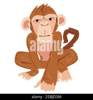 Cartoon Affe rote Farbe auf weißem Isolat. Stock Vektor