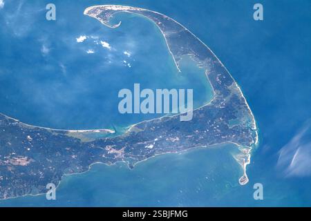 Cape Cod, Massachusetts, gesehen von der Internationalen Raumstation am 10. August 2020. Stockfoto