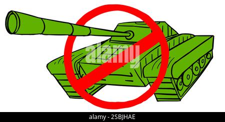 Grüner Cartoon-Tank mit Unterstrich auf weißem Hintergrund. Stock Vektor