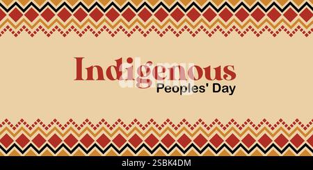 Poster zum Tag der indigenen Völker mit braunem Rand. Stockfoto