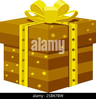 Geschenkbox mit goldener Schleife und Sternen-Vektor-Illustration Stock Vektor