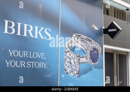 Toronto, ON, Kanada – 29. Juli 2024: „View at Birks Store“-Schild in Toronto Stockfoto