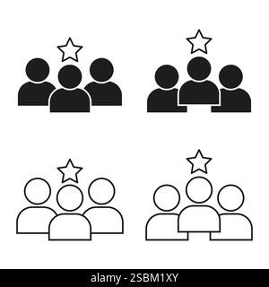 Teamstar-Symbol. Zeichen der Führungsgruppe. Menschen bewerten die Form. Vektor-Erfolgskonzept. Stock Vektor